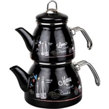 UltraMint Şık Emaye Çaydanlık Takımı 1000ML ve 2200ML Seti, Dayanıklı ve Estetik