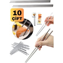 Munico Pas Chopstick Takım Kaymaz 10'lu Paslanmaz Çin Yapmaz Hashi Çelik Çubuğu Profesyon  Için Ideal Seçim