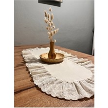 Nurgita Home Oval Fırfırlı Naturel Ham Keten Fisto Runner