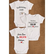 Overoz Hala Yazılı 3'lü Beyaz Bebek Body Set Üçlü Zıbın 5135H-5137-5165