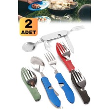 Munico 2 Adet 3 In 1 Seyahat Seti Piknik Katlanabilir Taşınabilir Kamp Kamp Outdoor Çatal & Bıçak & Kaşık