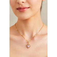 BB Bi Butik Shop Pink Royale Işıltılı Kalp Taş Kolye