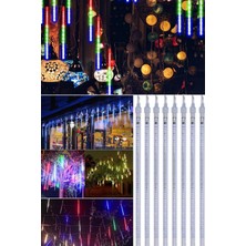 Munico 2.8 Metre 10'lu Rengarenk Ağaç Asmalı Aydınlatma Bahçe Dekoratif Şık Çubuk Ledler Meteor Yağmuru Rgb