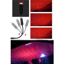 Munico Araba Tavan Galaxy Kırmızı Aydınlatma USB Araba Içi Rolls Aydınlatma Modifiye LED Lamba Efekt Lazer