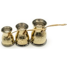 UltraMint Şık Bakır Sarı Zimbali Cezve Seti, Sıcak ve Zarif Tasarım