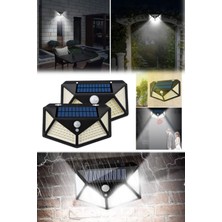 Munico 2’li Hareket Sensörlü Solar Aydınlatma Lambası 114 LED Apartman Villa Bahçe Kullanımı