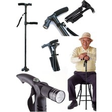 Munico Çift Saplı Baston El Feneri ile Baston Değnekli Dağçı ve Yaşlılar Için Katlanır Trekking Direkleri