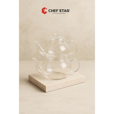 UltraMint Modern 2’li Şeffaf Cam Demlik Seti, Şık ve Dayanıklı Tasarım