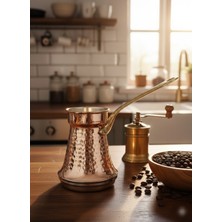 UltraMint Geniş Tabanlı Bakır Cezve, Pirinç Kulp, Indüksiyon Uyumlu