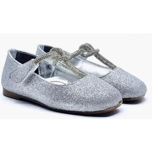 Ugly Duck 21-25 Numara Kız Çocuk Gümüş Renk Cırt Cırtlı  Babet