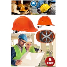 Munico 5 Adet Turuncu Iş Güvenliği Bareti Ustabaşı Sanayi Güvenlik Ce Sertifikalı Havalandırmalı Sağlam