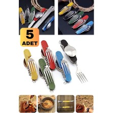 Munico & 5 Katlanabilir Kamp Outdoor Kamp Adet In 1 Piknik Seyahat 3 Seti Çatal Kaşık Bıçak Taşınabilir &