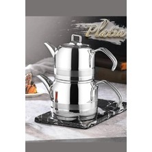 UltraMint Şık ve Dayanıklı Platin Renkli Çaydanlık Takımı, Set Halinde Kullanım Kolaylığı