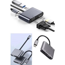 Munico Macbook Şarj Istasyonu USB 3.0 Pd 87W Ses Video Dönüştürücü Adaptörü Tip-C'yi Hdmı VGA Hub Çevirici
