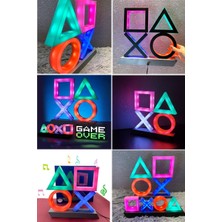 Munico Ps Logo Tuş Takımı Büyük Boy Masa & Gece Lambası Oyun Delisi Hediyelik Eğlence Neon Lamba Atmosfer