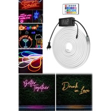 Munico 5 Metre Esnek Çok Fonksiyonlu Kumandalı Yazı Yazılabilir Şık Ev Tatlı Neon LED Parti Oda Eğlenceli