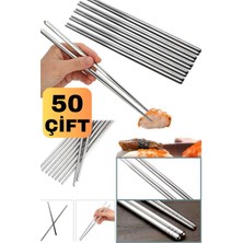 Munico Chopstick 50'li Takım Pas Stick Profesyonel Paslanmaz Kaymaz Yapmaz Çin Hashi Çubu  Için Ideal Seçim