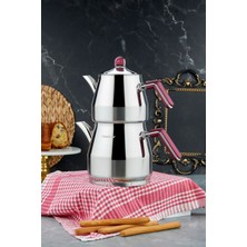 UltraMint Paslanmaz Çelik Çaydanlık Takımı, 2l Demlik ve 3,25L Alt Hazne