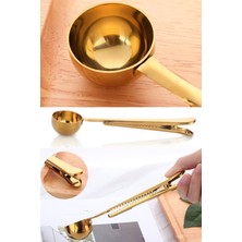 Munico 17 cm Paslanmaz Çelik Çay Kahve Ölçüm Kaşık Çok Işlevli Kahve Kepçe Klipsli Mutfak Kaşığı Coffee Pro