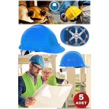 Munico 5 Adet Konforlu Profesyonel Mavi Inşaat Şantiye Tadilat Bareti Sertifikalı Konforlu Ayarlanabilir