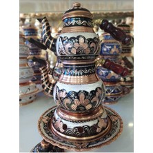 UltraMint Işlemeli 1.5l Bakır Çaydanlık Osmanlı Ocaklı Küçük Boy Demlik