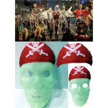 Munico Cadılar Bayramı Için En Korkutucu Korsan Maskesi - Fosforlu Detaylarıyla Korsan Kostümü Maskesi Fos