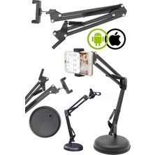 Munico Yaylı Kol Standı Katlanan Masaüstü Telefon ve Mikrofon Tutucu Video Yayın Için Dayanıklı