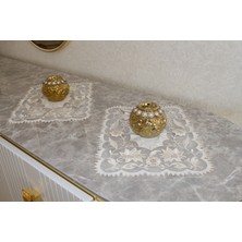 Huzur Çeyiz Kilis Işi Zambak Desen 3'lü Sehpa Takımı