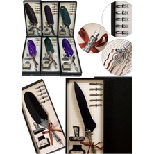 Munico Retro Kaligrafi Tüy Daldırma Kalem Seti Vintage Çeşme Yazma Için Hediyelik Şık Kalem Seti