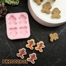Poyrish PK1002801 - Silikon Kalıp Mum Kalıbı - 4'lü Mini Bisküvi Adam