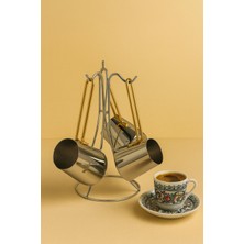 UltraMint Paslanmaz Çelik Cezve Seti, 4 Parça, Gold Renk, Standlı, 280-430ML