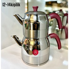 UltraMint Jumbo Çelik Çaydanlık Takımı, Slikon Kulp, 12-14 Kişilik