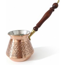 UltraMint Bakır Zımbalı Cezve, Ahşap Kulplu, 5-6 Kişilik, Şık ve Dayanıklı