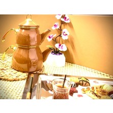 UltraMint Kahverengi Emaye Çaydanlık Takımı, Şık ve Dayanıklı Set