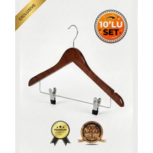 Faravis Atelier Ahşap Mandallı Kıyafet Pantolon Elbise ve Gömlek Askısı Alttan Klipsli - 10 Adet
