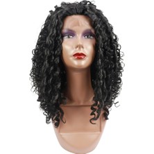DS LLC Ieg™ Siyah Yoğun Dalga Afro Dalga Tül Peruk DSLLC-RSİEG248