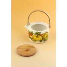 UltraMint Bambu Kapaklı Mini Porselen Demlik, Şık ve Pratik Kullanım Sağlar