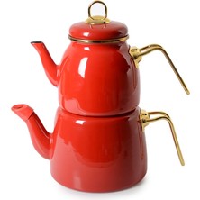 UltraMint Kırmızı Emaye Çaydanlık, 2,8 L, Şık ve Dayanıklı Tasarım