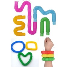 Munico Eğitici Pop Tube Fidget Oyuncak 4'lü Çocuklar Için Körük Stres Dehb Otizm Anksiyete Mini Boru