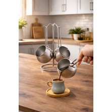 UltraMint Çelik Tombik 4'lü Cezve Takımı, Silver, 200-300-450 ml