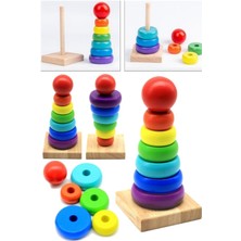 Munico Oyuncak Ebeveyn-Çocuk Gökkuşağı Eğitim Oyuncakları Öğrenme Ahşap Tumbler Bebek Beb  Için Ideal Seçim