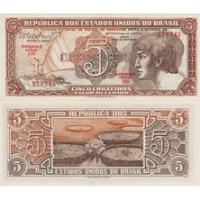 Banknoting Brezilya 5 Cruzeıros 1962 Çil.