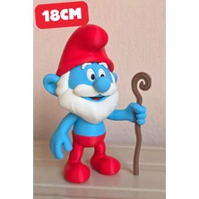 Genç 3D Şirin Baba Figürü | Şirinler Köyü Lideri | 18 cm Dekoratif Koleksiyon Figürü