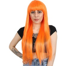 DS LLC Ieg™ Uzun Kahküllü Fiber Sentetik Peruk - Turuncu DSLLC-RSİEG248