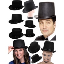 Munico Parti Kostüm Aksesuarları Siyah Sihirbaz Şapkası Siyah Caz Şapkası Ringmaster Şapka Ringmaster Şapka