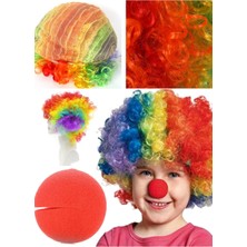 Munico Rengarenk Gökkuşağı Afro Bonus Peruk ve Kırmızı Renk Çocuk Eğlendirme Ticari Amaçlı Kullanılabilir