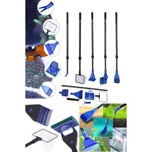 Munico 5 Başlıklı Akvaryum Temizleme Araçları Akvaryum Tankı Temizlik Seti Balık Ağı Tırmık Yosun Kazıyıcı