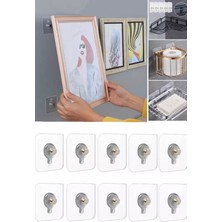 Munico 10 Adet Kiracılar Için Şeffaf Yapışkan Çivi Fotoğraf Çerçevesi Kolay Mutfak Banyo Duvar Askı Kanca