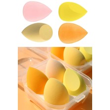 Munico 4'lü Make-Up Makyaj Sünger Seti Taşıma Kutulu Makyaj Yumurta Yastık Kozmetik Sünger Puf Güzellik Set