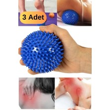 Munico 3 Adet 6 cm Fitness Dikenli Masaj Topu El Sırt Vücut Unisex Masaj Topu Duyu Mavi Profesyonel Top